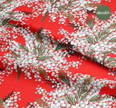 Red Ground White Kokina Patterned Digital Printed Christmas Fabric